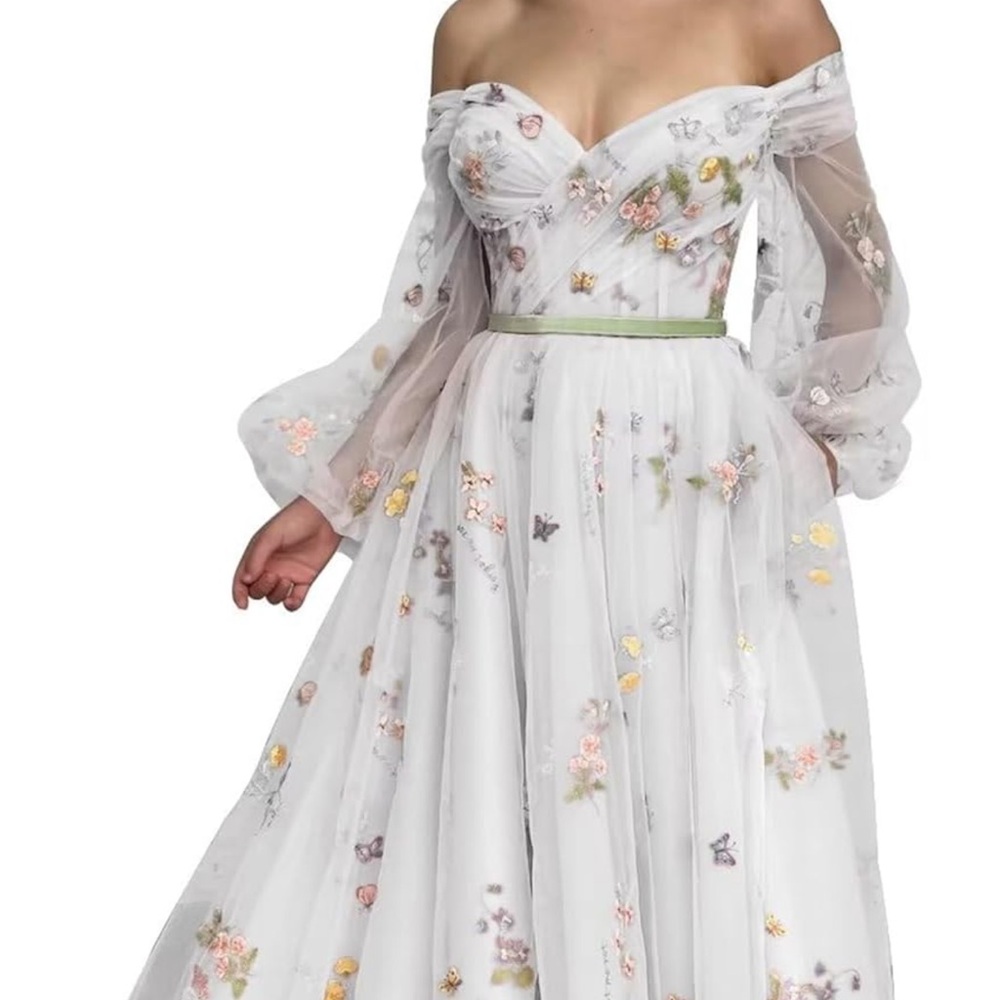 Never Worn Floral Embroidered White Dress